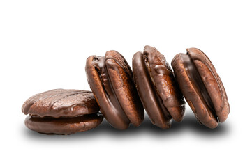 Side view of choco pie isolated on white background.