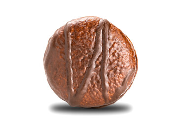 Side view of single delicious choco pie isolated on white background.