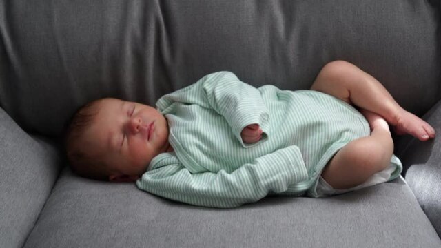 Baby Sleep Newborn Sleep, Little Girl Sleeping On Chair Face and Hands close-up