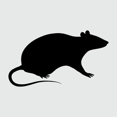 Rat Silhouette, Rat Isolated On White Background