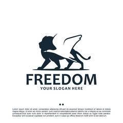 freedom, lion , crane ,logo design inspiration