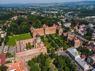 Fototapeta na wymiar Panorama Chernivtsi University Ukraine drone