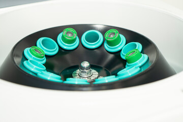  Close up Medical centrifuge  with test tubes for plasma lifting - obrazy, fototapety, plakaty