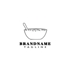 bowl food logo cartoon icon design black vector illustration