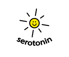 Sun serotonin symbol on isolated background. Symbol. Vector illustration.
