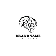 brain cartoon logo icon design template black isolated vector illustration