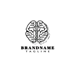 brain cartoon logo icon design template black isolated vector illustration