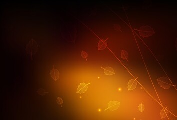 Dark Orange vector doodle template with trees, branches.