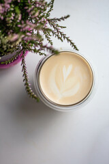 Obraz na płótnie Canvas latte art in a cup. handmade brew coffee. morning vives