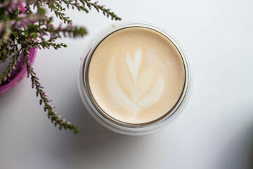 Obraz na płótnie Canvas latte art in a cup. handmade brew coffee. morning vives