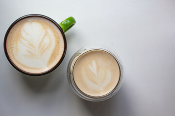 latte art in a cup. handmade brew coffee. morning vives
