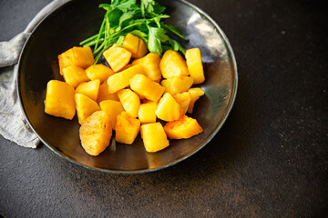 potatoes stewed vegetable spices no meat fresh meal snack on the table copy space food background rustic. top view veggie vegan or vegetarian food