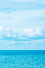 Fototapeta na wymiar beautiful ocean and blue sky background. Relaxing, summer, travel, holiday and vacation concept