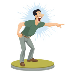 Man shows a finger. Illustration for internet and mobile website.