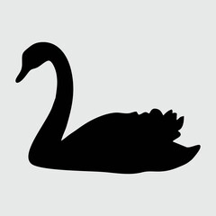 Swan Silhouette, Swan Isolated On White Background