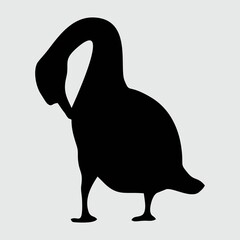 Swan Silhouette, Swan Isolated On White Background