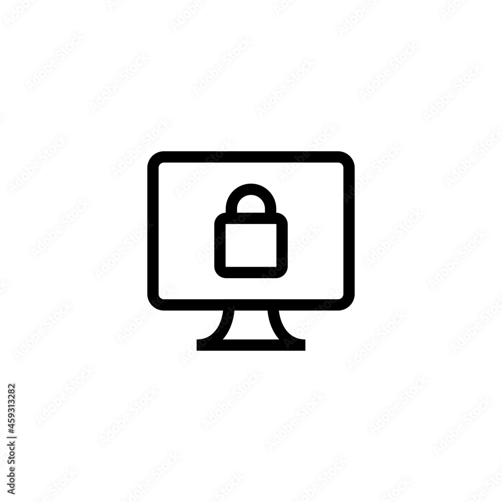Poster lock computer icon pc password protection single icon graphic design vector