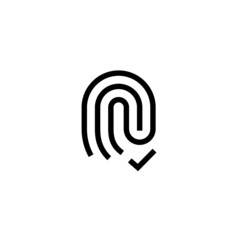 Fingerprint icon successfully authorization finger security sign single icon graphic design vector