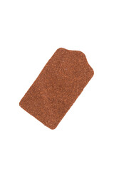 Brown leather tag isolated on a white background.