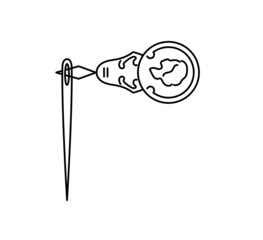 糸通しのやり方のイラスト