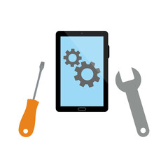 Phone repair service. Isolated on white background. Vector illustration.