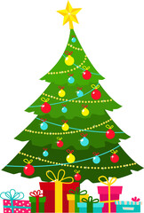 I hope that this year will be good again. Happy New Year, Chinese New Year, 2022, Year of the Tiger, cartoon character, royal tiger.Christmas tree decorated. 