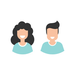 people avatar set. cute happy faces isolated on white.