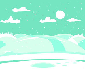 Vector illustration. Winter landscape. Fishing.