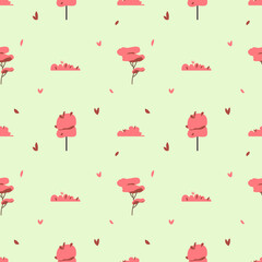 Vector illustration. Pattern autumn trees and bushes