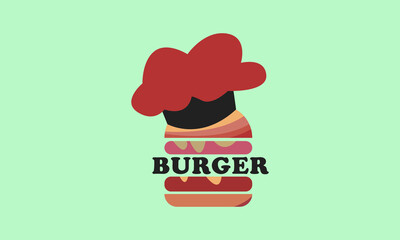 burger and chef hat fast food logo icon