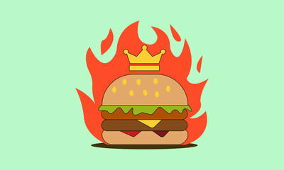 burger and king crown logo icon