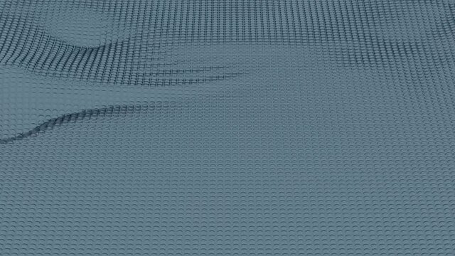 Minimalistic colorful rippling background. Design. Geometric motion pattern with wavy surface of many rows of particles.