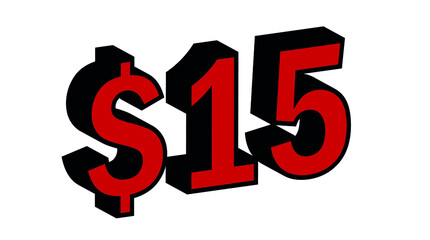 Save  15 Dollar - $15 3D red Price Symbol Offer