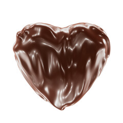 Realistic 3D illustration of the waving melting liquid chocolate heart isolated on white background
