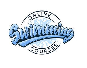 Swimming text on white background. Hand-drawn vector typography illustration in graffiti style. Logo design for any purposes.