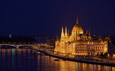 Fototapeta na wymiar The Hungarian Parliament Building at night.