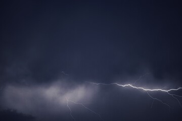 Lightning and thunder pictured during a rainstorm in deccan region of india monsoon season