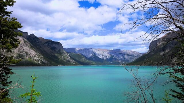 the rocky mountains on a sunny spring day