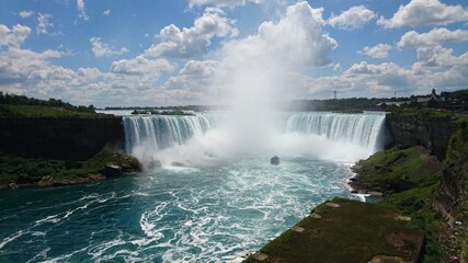 Photo of the beautiful Niagara Falls at day and night and different seasons in Ontario, Canada.