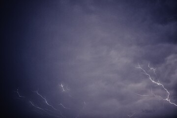 Lightning and thunder pictured during a rainstorm in deccan region of india monsoon season