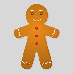 A set of cute gingerbread cookies with icing in the shape of a man. Sweets for Christmas. Vector graphics.