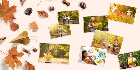 conceptual collage of pictures on the bright autumn theme