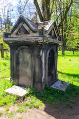 Old stone crypt on the ancient cemetery