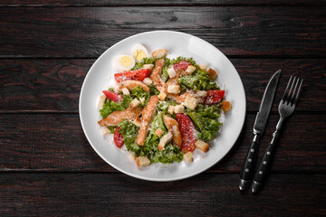 Delicious fresh chicken salad for a festive table