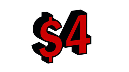 Save  4 Dollar - $4 3D red Price Symbol Offer