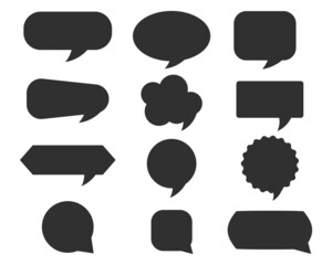 Set of blank white speech bubble icon.Vector illustration isolated on white background.