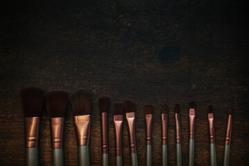 closeup photo of a selection of makeup brushes