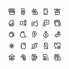 Set of mobile payment bank Outline Icon, Logo, and illustration