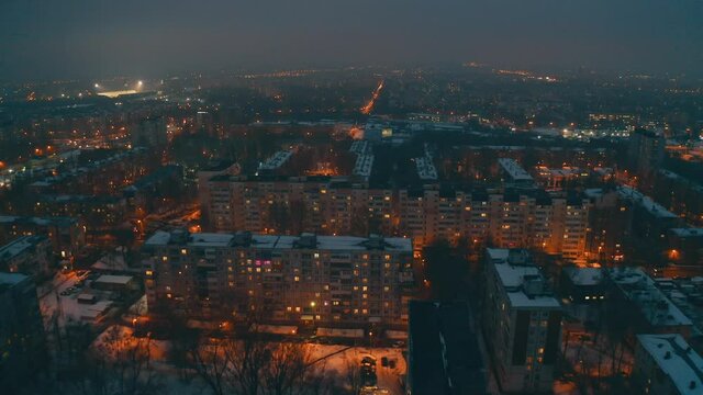 Winter city aerial