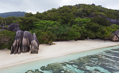 Tropical coast of the island with beautiful unusual stones